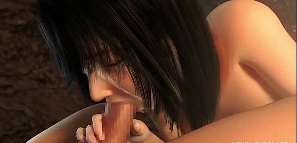  Beautiful 3d hentai teen giving a blowjob and getting a messy facial